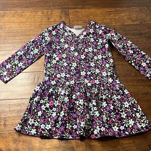 Hanna Andersson Black Floral Long Sleeve Casual Dress, size 5